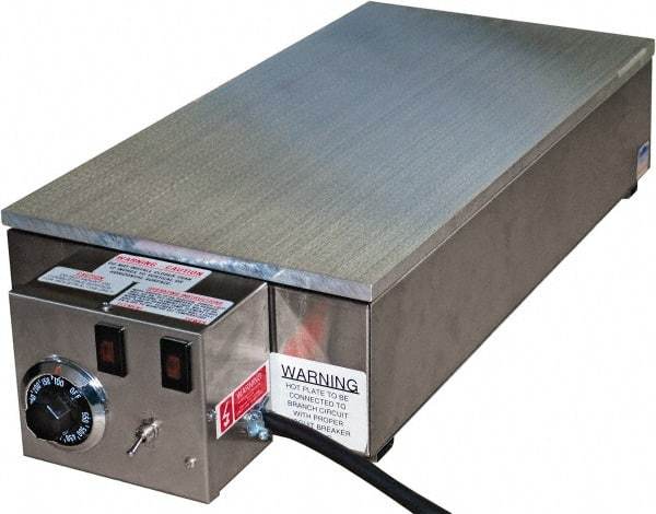 Valad Electric Heating - 24" Long x 14 Wide x 6" High, 220 Volt Hot Plate - 100 to 550°F, 1 Burner, Aluminum Plate, 2500 Watt, 11.4 Amps, 304 Stainless Steel Base - Caliber Tooling