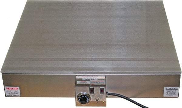 Valad Electric Heating - 36" Long x 36 Wide x 7" High, 220 Volt Hot Plate - 100 to 550°F, 1 Burner, Aluminum Plate, 4000 Watt, 18.2 Amps, 304 Stainless Steel Base - Caliber Tooling