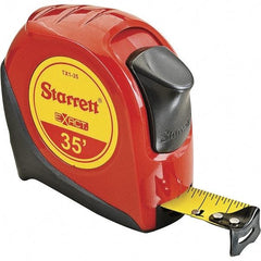 Starrett - 35' x 1" Yellow Blade Tape Measure - 1/16" Graduation, S1 Graduation Style, Red Case - Caliber Tooling