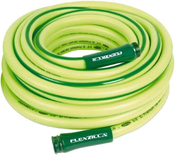 Legacy - 75' Long Garden Hose - 5/8" Diam, 3/4" GHT, Hybrid Polymer, 150 psi, All Season, Green - Caliber Tooling