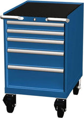 LISTA - 5 Drawer 165 Lb Capacity Steel Tool Roller Cabinet - 22-3/16" Wide x 35-1/2" High x 28-1/2" Deep, Roller Bearing Drawer Slides, Blue - Caliber Tooling