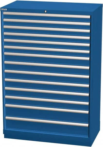 LISTA - 14 Drawer, Modular Storage Cabinet - Steel, 40-1/4" Wide x 22-1/2" Deep x 59-1/2" High, Blue - Caliber Tooling