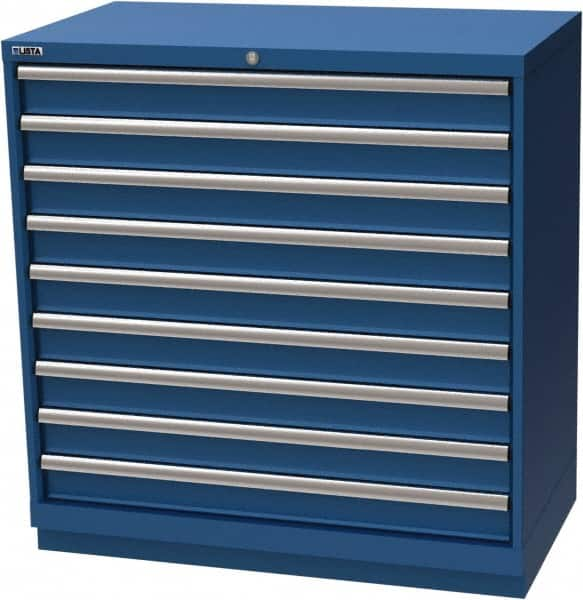 LISTA - 9 Drawer, Modular Storage Cabinet - Steel, 40-1/4" Wide x 22-1/2" Deep x 41-3/4" High, Blue - Caliber Tooling