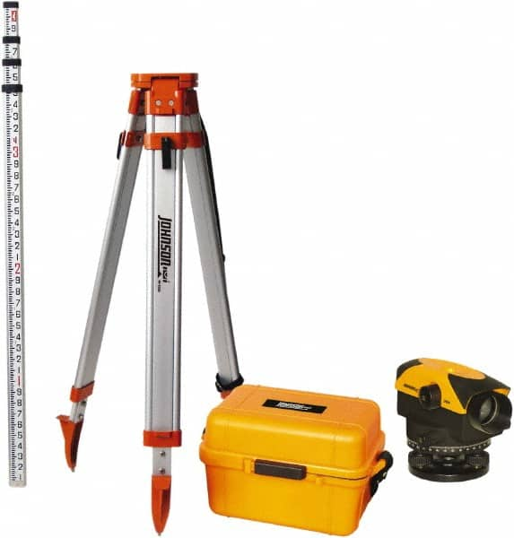 Johnson Level & Tool - 26x Magnification, 2.62 to 350 Ft. Measuring Range, Automatic Optical Level Kit - Accuracy 1/16 Inch at 200 Ft., Kit Includes Tripod, 13 Grade Rod, Hard Shell Carrying Case - Caliber Tooling