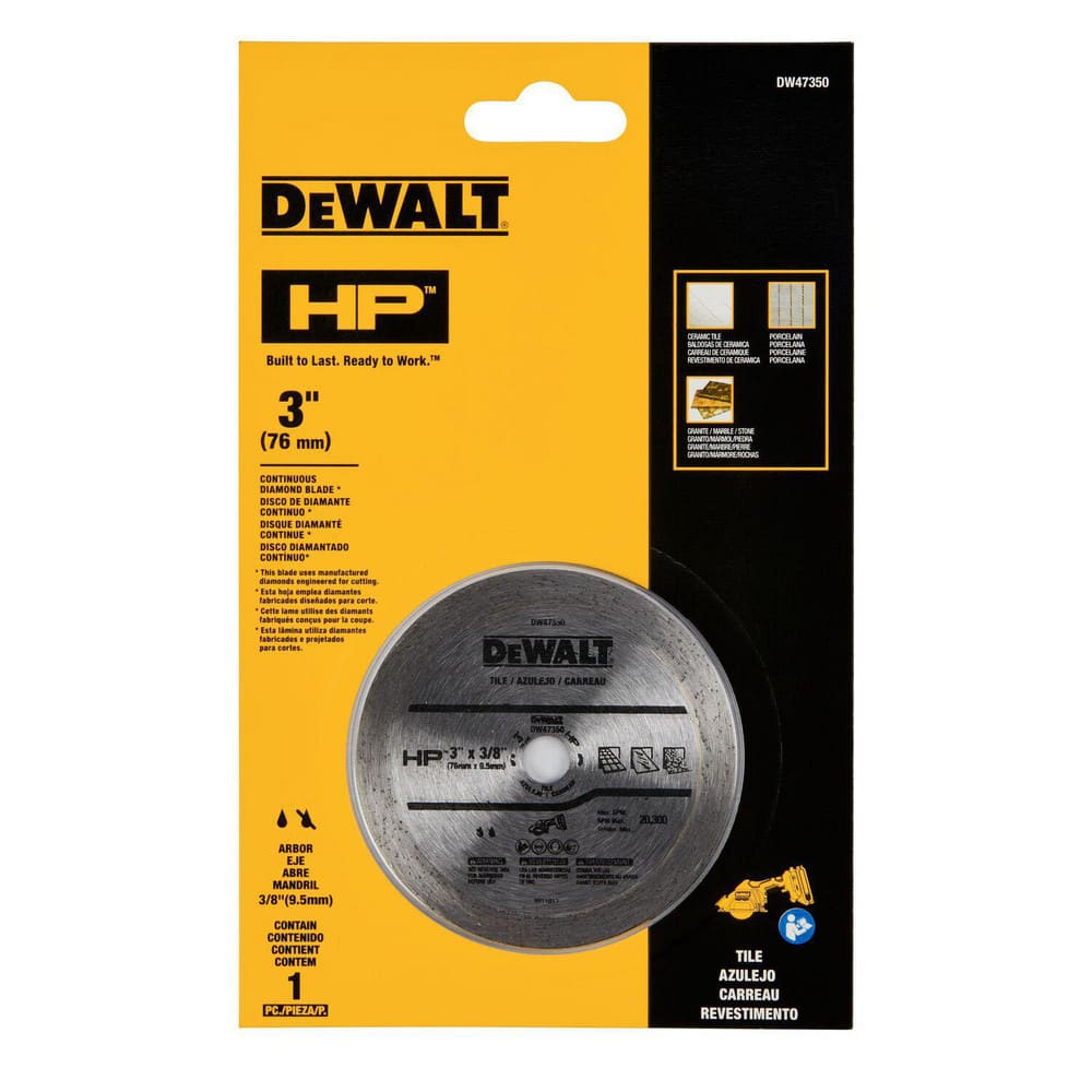 Wet & Dry Cut Saw Blade: 3″ Dia, 3/8″ Arbor Hole High Speed Steel Teeth, Use on Ceramic Tile, Round Arbor