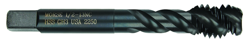 1-3/4-5 Dia. - GH7 - 6 FL - Premium HSS - Black Oxide-Semi Bottoming Oversize +.0035 Shear Tap - Caliber Tooling