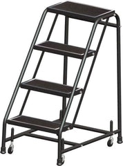 Ballymore - 38" 4 Step Ladder - Rolling Safety Ladder, 450 Lb Capacity, 38" Platform Height, 20" Base Width x 31" Base Depth, Expanded Metal Tread - Caliber Tooling