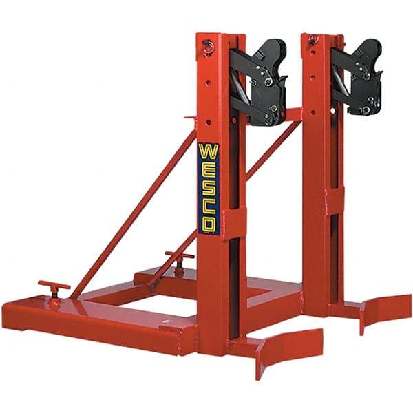 Wesco Industrial Products - 1,000 Lb Load Capacity, 16, 30, 55 & 85 Gal Drum Grab - 33-1/4" Wide x 34" High, Steel Wheels - Caliber Tooling