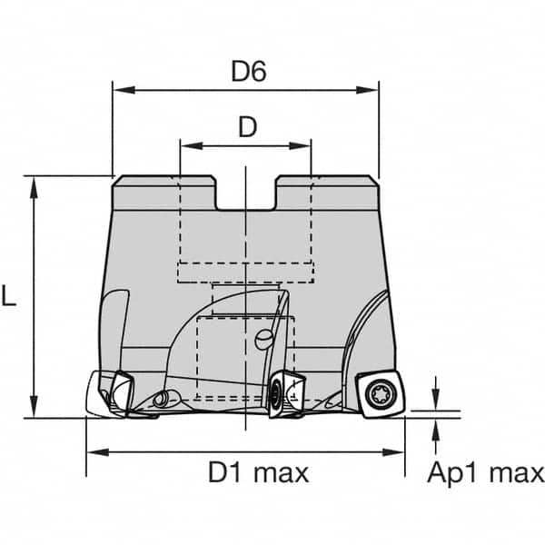 Kennametal - 5 Inserts, 40mm Cutter Diam, 1.5mm Max Depth of Cut, Indexable High-Feed Face Mill - 16mm Arbor Hole Diam, 32mm High, 7792VXD09 Toolholder, XD..09.. Inserts, Series 7792VX - Caliber Tooling