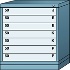 Bench-Standard Cabinet - 7 Drawers - 30 x 28-1/4 x 33-1/4" - Single Drawer Access - Caliber Tooling