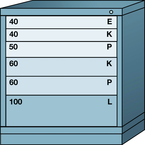 Bench-Standard Cabinet - 6 Drawers - 30 x 28-1/4 x 33-1/4" - Single Drawer Access - Caliber Tooling