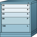Bench-Standard Cabinet - 5 Drawers - 30 x 28-1/4 x 33-1/4" - Single Drawer Access - Caliber Tooling