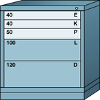 Bench-Standard Cabinet - 5 Drawers - 30 x 28-1/4 x 33-1/4" - Multiple Drawer Access - Caliber Tooling