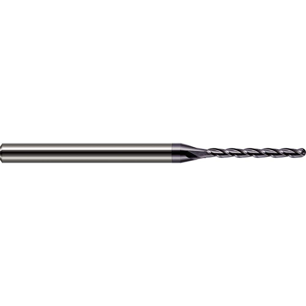 Ball End Mill: 0.125″ Dia, 1.5″ LOC, 3 Flute, Solid Carbide 3″ OAL, 1/8″ Shank Dia, 30 ° Helix, AlTiN Coated, Single End