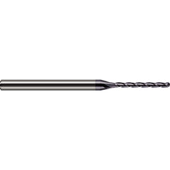 Ball End Mill: 0.062″ Dia, 0.75″ LOC, 3 Flute, Solid Carbide 2-1/2″ OAL, 1/8″ Shank Dia, 30 ° Helix, AlTiN Coated, Single End