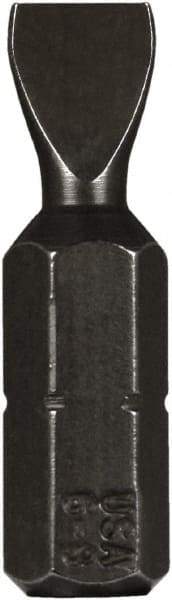 Montana - 1/4" Slotted Screwdriver Bit - 1/4" Hex Drive, 1" OAL - Caliber Tooling