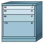 32.25 x 28.25 x 30'' (4 Drawers) - Pre-Engineered Modular Drawer Cabinet Bench Height (88 Compartments) - Caliber Tooling