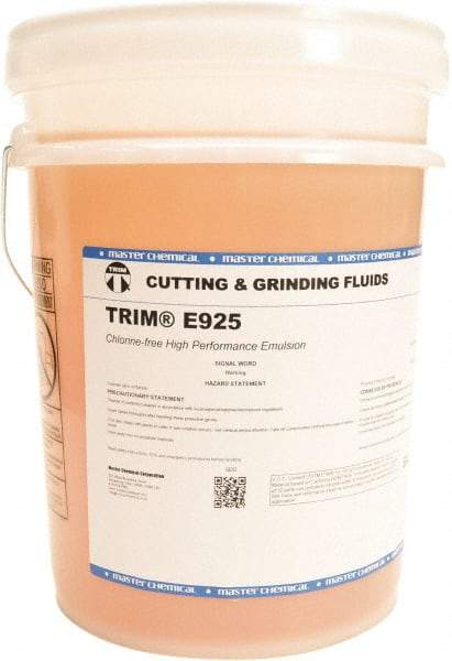 Master Fluid Solutions - Trim E925, 5 Gal Pail Emulsion Fluid - Water Soluble, For Cutting, Drilling, Sawing, Grinding - Caliber Tooling