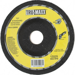 Tru-Maxx - 24 Grit, 5" Wheel Diam, 1/4" Wheel Thickness, 7/8" Arbor Hole, Type 27 Depressed Center Wheel - Coarse Grade, Aluminum Oxide, R Hardness, Compatible with Angle Grinder - Caliber Tooling