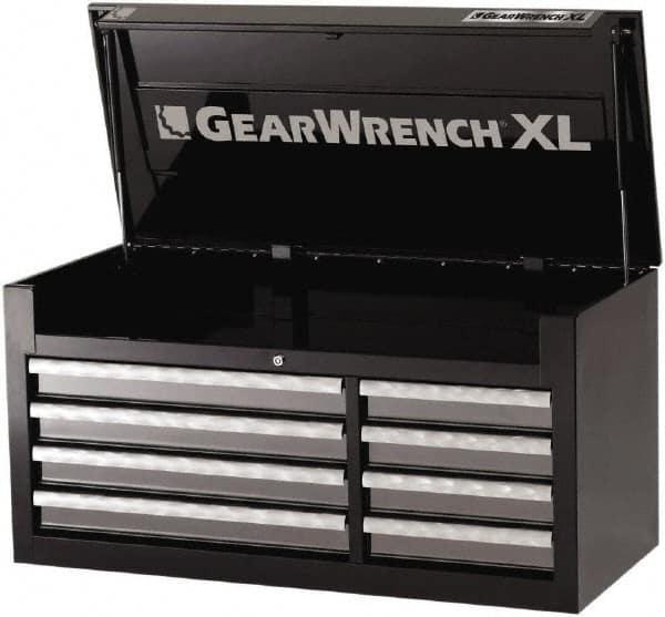 GearWrench - 1 Compartment 8 Drawer Tool Chest - 41" Wide x 18-1/4" Deep x 20-1/2" High, Steel, Black/Silver - Caliber Tooling