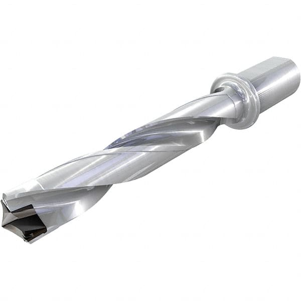 Iscar - 1.417 to 1-29/64" Diam, 3xD, 4-1/4" Max Drill Depth, 1-1/4" Shank Diam, 8.9" OAL, Replaceable Tip Drill - HFP-IQ Insert, 36 Seat Size, DFN Toolholder, Series ChamIOdrill - Caliber Tooling