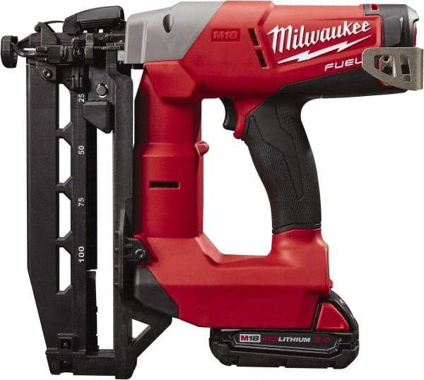 Milwaukee Tool - Cordless Finish Nailer Kit - 16 Gauge Nail Diam, 3/4 to 2-1/2" Long Nail, Lithium-Ion Batteries Included - Caliber Tooling