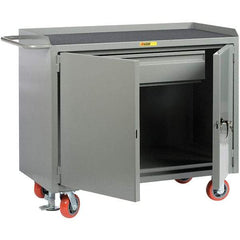 Little Giant - 3,600 Lb Capacity, 1 Drawer, 2 Door Mobile Service Bench - 41" Wide x 24" Deep x 43" High, Steel, Gray - Caliber Tooling