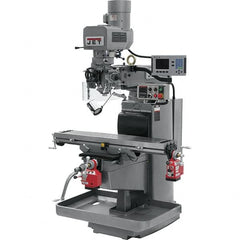 Jet - 10" Table Width x 50" Table Length, Electronic Variable Speed Control, 3 Phase Knee Milling Machine - 3 hp - Caliber Tooling