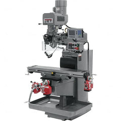 Jet - 10" Table Width x 50" Table Length, Electronic Variable Speed Control, 3 Phase Knee Milling Machine - 3 hp - Caliber Tooling