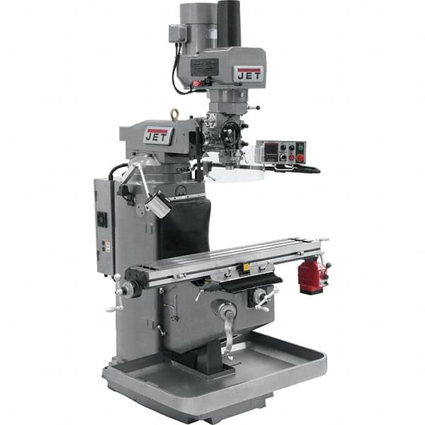 Jet - 9" Table Width x 49" Table Length, Electronic Variable Speed Control, 3 Phase Knee Milling Machine - 3 hp - Caliber Tooling