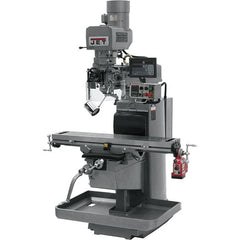 Jet - 10" Table Width x 50" Table Length, Electronic Variable Speed Control, 3 Phase Knee Milling Machine - 3 hp - Caliber Tooling