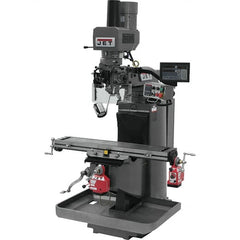 Jet - 9" Table Width x 49" Table Length, Electronic Variable Speed Control, 3 Phase Knee Milling Machine - 3 hp - Caliber Tooling