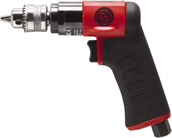 Chicago Pneumatic - 1/4" Keyed Chuck - Pistol Grip Handle, 3,300 RPM, 0.3 hp, 90 psi - Caliber Tooling