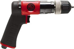 Chicago Pneumatic - 3/8" Reversible Keyless Chuck - Pistol Grip Handle, 2,100 RPM, 0.5 hp, 90 psi - Caliber Tooling