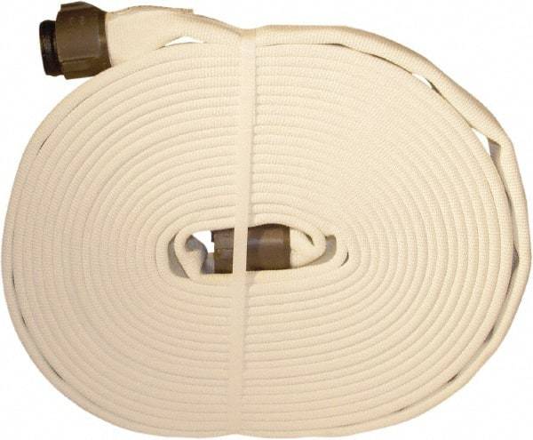 Dixon Valve & Coupling - 1-1/2" ID, 360 Working psi, White Polyester Fire Hose - Male x Female NST (NH) Ends, 50' Long, 1,080 Burst psi - Caliber Tooling