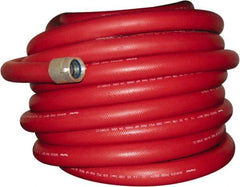 Dixon Valve & Coupling - 1-1/2" ID, 225 Working psi, Red Polyester/Rubber Fire Hose, Single Jacket - Male x Female NPSH Ends, 50' Long, 675 Burst psi - Caliber Tooling