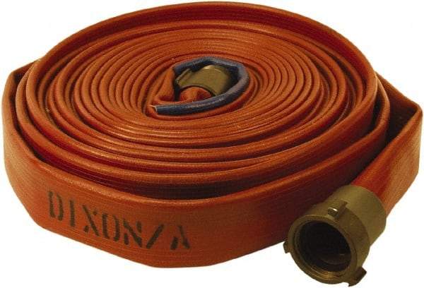 Dixon Valve & Coupling - 1" ID, 225 Working psi, White Polyester/Rubber Fire Hose, Single Jacket - Male x Female NPSH Ends, 100' Long, 675 Burst psi - Caliber Tooling