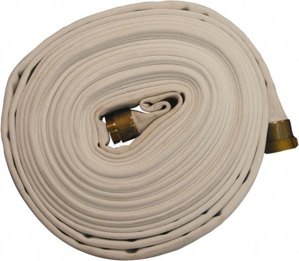 Dixon Valve & Coupling - 2-1/2" ID, 360 Working psi, White Polyester Fire Hose - Male x Female NST (NH) Ends, 25' Long, 1,080 Burst psi - Caliber Tooling