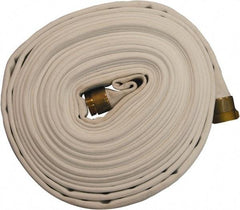 Dixon Valve & Coupling - 1-1/2" ID, 135 Working psi, White Polyester/Rubber Fire Hose, Single Jacket - Male x Female NST (NH) Ends, 100' Long, 405 Burst psi - Caliber Tooling