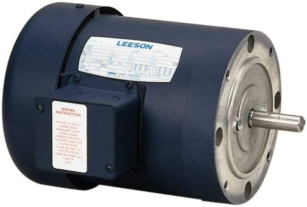 Leeson - 3/4 Max hp, 3,450 Max RPM, Electric AC DC Motor - 208-230/460 V Input, Three Phase, 56C Frame - Caliber Tooling