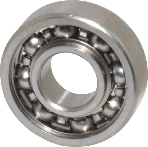 Value Collection - 3/64" Bore Diam, 5/32" OD, Open Miniature Radial Ball Bearing - 1/16" Wide, 1 Row, Round Bore, 9 Lb Static Capacity, 31 Lb Dynamic Capacity - Caliber Tooling