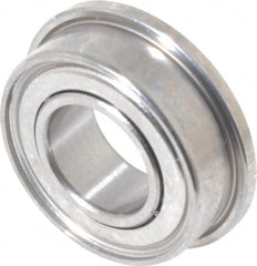 Value Collection - 3/16" Bore Diam, 3/8" OD, Double Shield Miniature Radial Ball Bearing - 1/8" Wide, With Flange, 1 Row, Round Bore, 56 Lb Static Capacity, 160 Lb Dynamic Capacity - Caliber Tooling