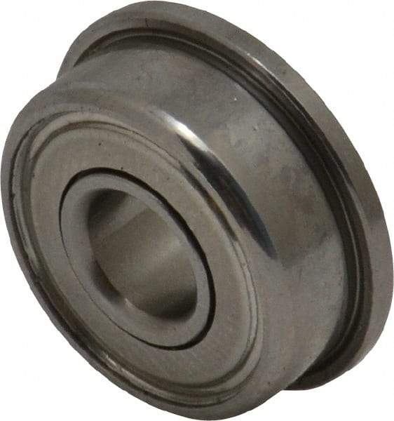 Value Collection - 0.055" Bore Diam, 3/16" OD, Double Shield Miniature Radial Ball Bearing - 7/64" Wide, With Flange, 1 Row, Round Bore, 16 Lb Static Capacity, 52 Lb Dynamic Capacity - Caliber Tooling