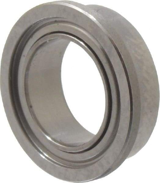 Value Collection - 1/4" Bore Diam, 3/8" OD, Double Shield Miniature Radial Ball Bearing - 1/8" Wide, With Flange, 1 Row, Round Bore, 33 Lb Static Capacity, 84 Lb Dynamic Capacity - Caliber Tooling