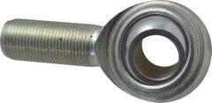 Made in USA - 3/4" ID, 1-3/4" Max OD, 14,290 Lb Max Static Cap, Plain Male Spherical Rod End - 3/4-16 RH, Steel with Steel Raceway - Caliber Tooling