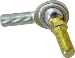 Made in USA - 5/8" ID, 1-1/2" Max OD, 9,813 Lb Max Static Cap, Male Spherical Rod End with Stud - 5/8-18 RH, Steel with Steel Raceway - Caliber Tooling