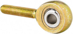 Made in USA - 7/16" ID, 1-1/8" Max OD, 4,244 Lb Max Static Cap, Male Spherical Rod End with Stud - 7/16-20 RH, Steel with Bronze Raceway - Caliber Tooling