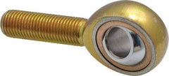 Made in USA - 7/16" ID, 1-1/8" Max OD, 4,244 Lb Max Static Cap, Plain Male Spherical Rod End - 7/16-20 RH, Steel with Bronze Raceway - Caliber Tooling