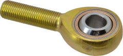 Made in USA - 1/2" ID, 1-5/16" Max OD, 6,700 Lb Max Static Cap, Plain Male Spherical Rod End - 1/2-20 RH, Steel with Bronze Raceway - Caliber Tooling