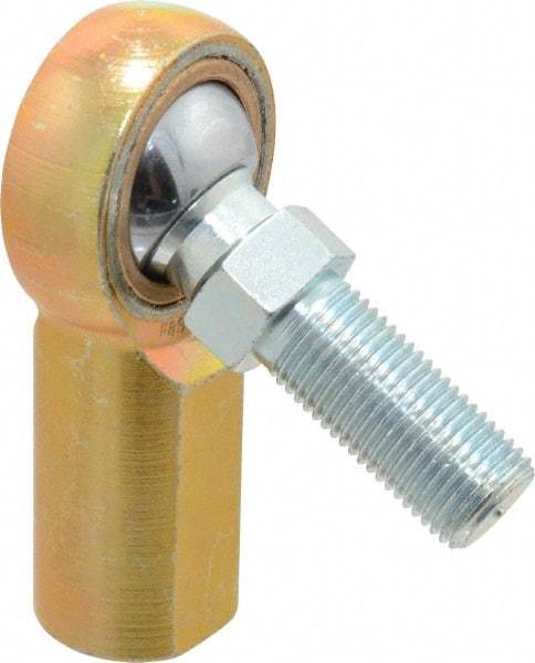 Made in USA - 1/2" ID, 1-5/16" Max OD, 6,700 Lb Max Static Cap, Female Spherical Rod End with Stud - 1/2-20 RH, Steel with Bronze Raceway - Caliber Tooling